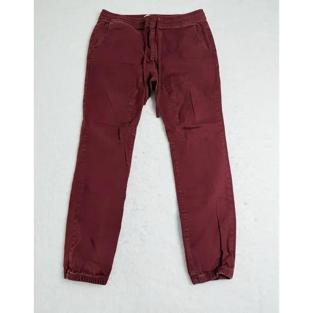 PacSun Burgundy Men’s Jogger Pants Elastic Waist Flat Front Pre-Owned Size L - Picture 2 of 6